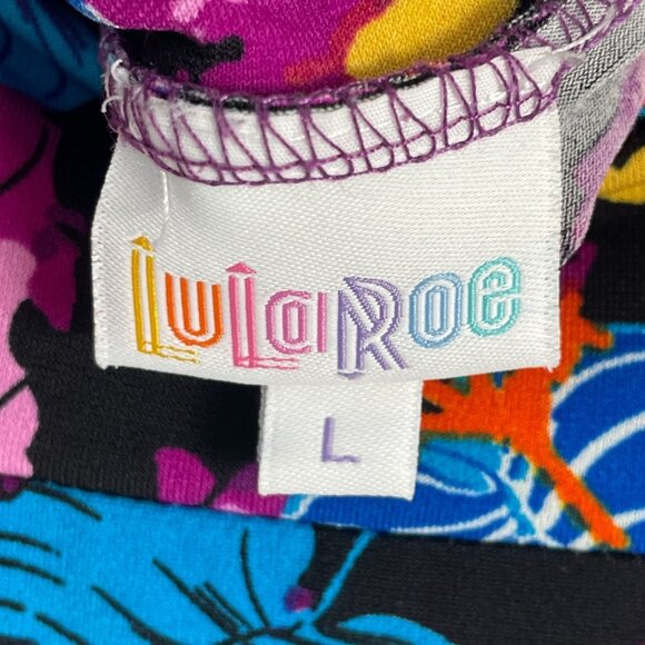 LuLaRoe Womens Large Maxi Skirt Vibrant Floral Print Stretch Pull On - Picture 3 of 7